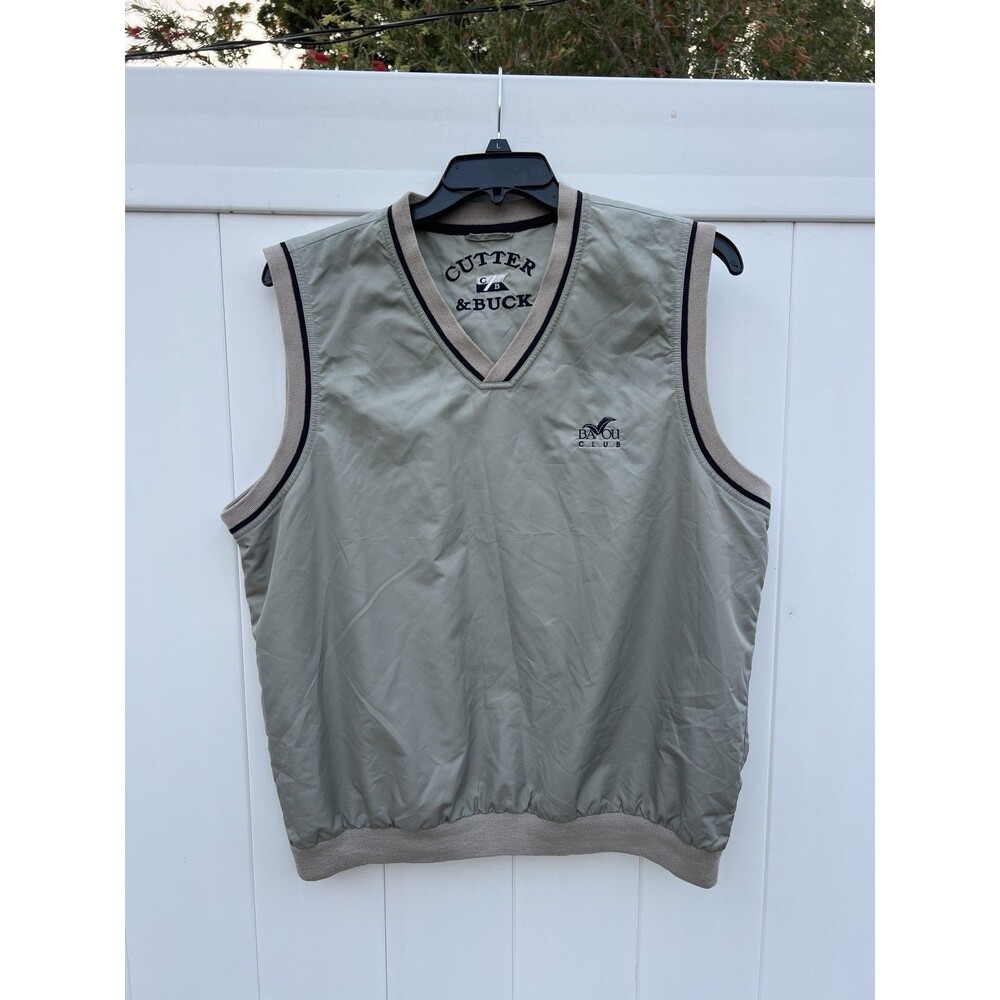 Cutter & Buck Golf Vest Mens Large V-Neck Windbreaker Pullover Bayou Club